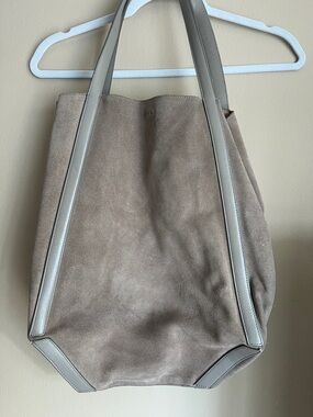 Reiss Women's Taupe Suede Tote Bag with Leather Handles